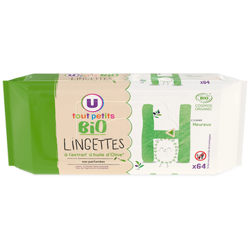 U TOUT PETITS BIO Lingettes bébé huile d'olive - x64