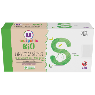 U TOUT PETITS BIO Lingettes bébé sèches  x30
