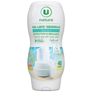U NATURE Gel lave-vaisselle tout en 1 flacon de 720ml