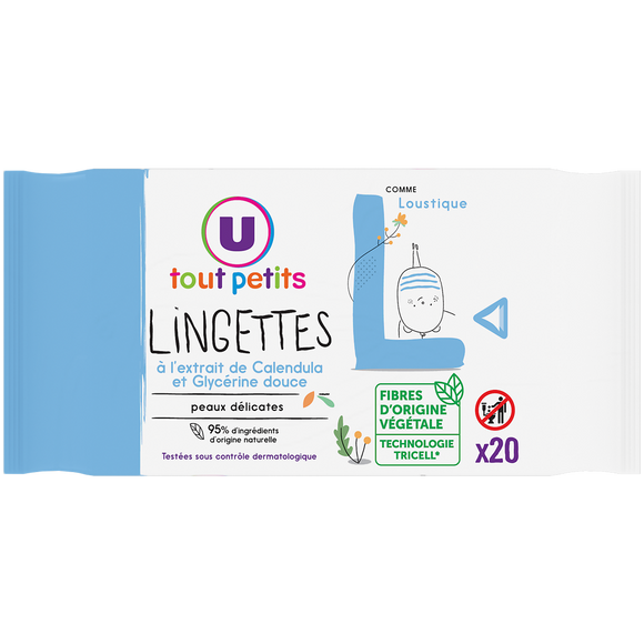 U TOUT PETITS Lingettes bébé visage et mains - x20