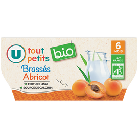 U TOUT PETITS BIO Dessert lacté Bébé saveur abricot dès 6 mois, 4x100g