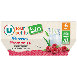 U TOUT PETITS BIO Dessert lacté Bébé saveur framboise dès 6 mois, 4x100g