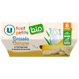 U TOUT PETITS BIO Dessert lacté Bébé saveur banane dès 6 mois, 4x100g