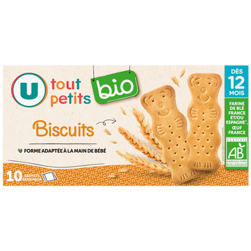 U TOUT PETITS BIO Biscuit bébé croissance nature dès 12 mois, 150g