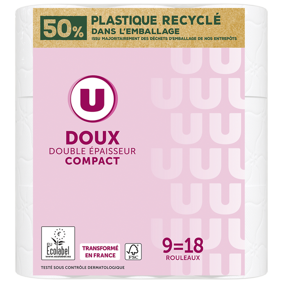 U Papier toilette blanc 2 plis 9 rouleaux