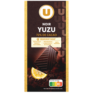 U Chocolat noir yuzu  Tablette de 100g