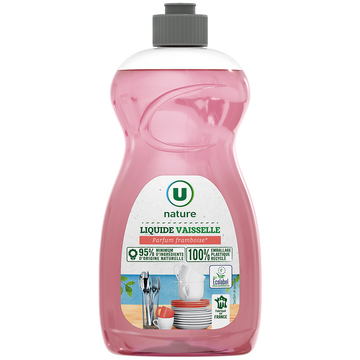 U NATURE Liquide vaisselle parfum framboise et fleur de cerisier  flacon de  500ml