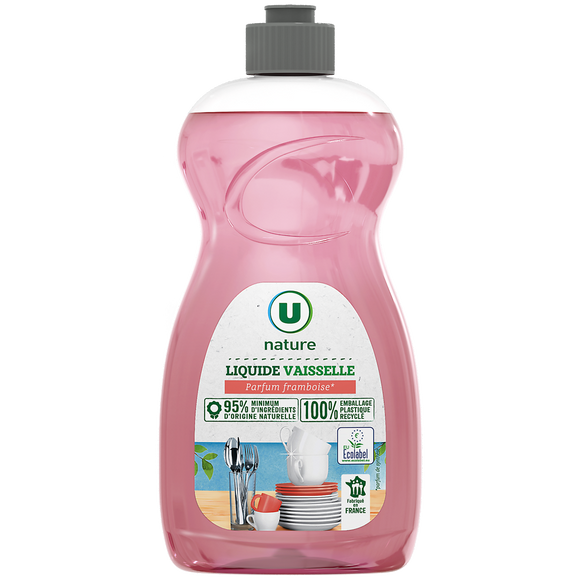 U NATURE Liquide vaisselle parfum framboise et fleur de cerisier  flacon de  500ml
