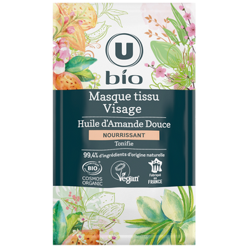 U BIO Masque visage tissu anti fatigue amande douce