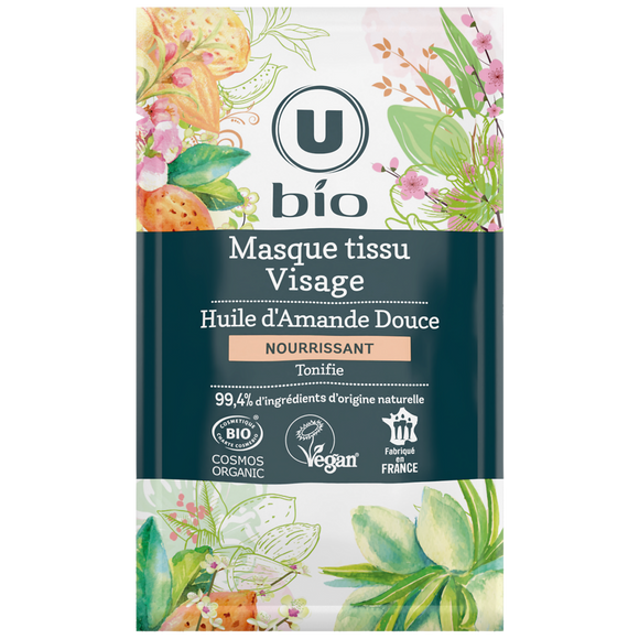 U BIO Masque visage tissu anti fatigue amande douce