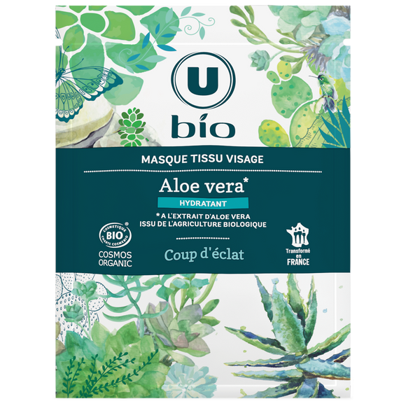 U BIO Masque visage tissu coup d'éclat aloé véra U BIO x1 unité