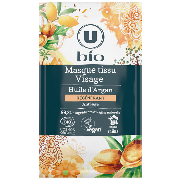 U BIO Masque visage tissu anti age argan, x1 unité