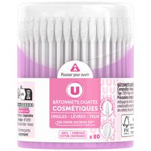 U Bâtonnets ouatés cosmétiques sticks papier 100% boîte de 80