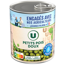 U Petits pois doux Cuisson vapeur - Boîte de 530g net égoutté