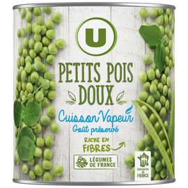 U Petits pois doux Cuisson vapeur - Boîte de 530g net égoutté