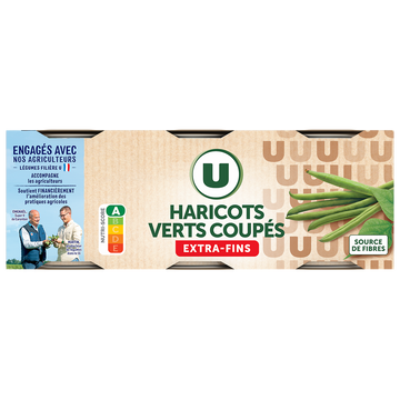 U Haricots verts extra fins - 3 boîtes de 110g