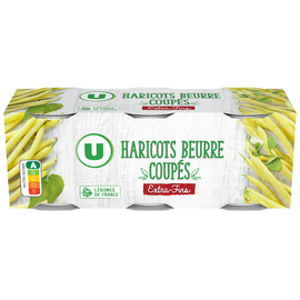 U Haricots beurre coupés extra fins - 3  boîtes de 110g net égoutté