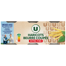 U Haricots beurre coupés extra fins - 3 boîtes de 110g net égoutté