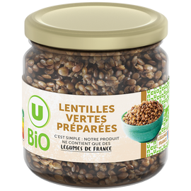 U BIO Lentilles vertes préparées  bocal de 37cl