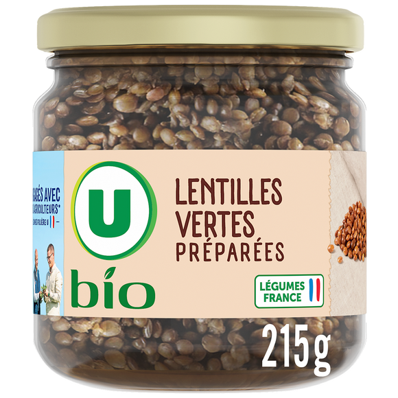 U BIO Lentilles vertes préparées bocal de 37cl