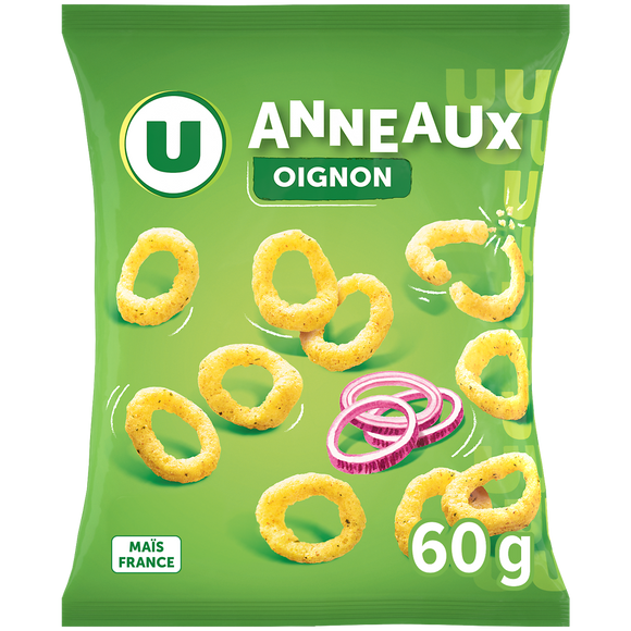 U Biscuits apéritifs Soufflés à base de maïs goût oignon 60g
