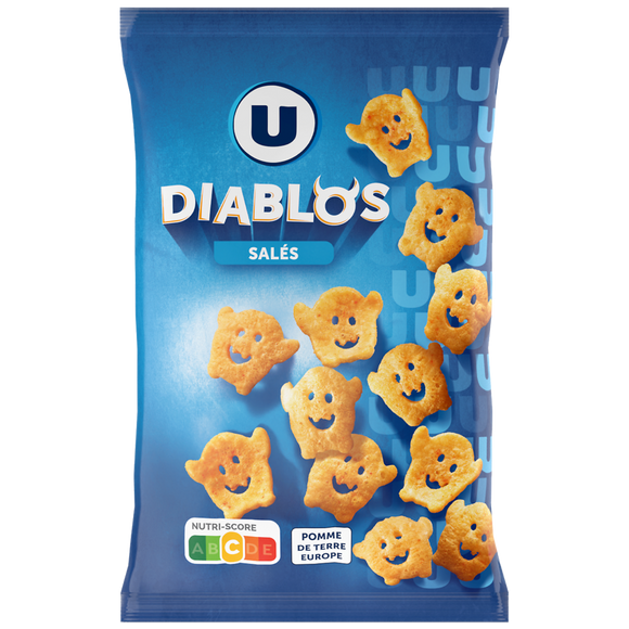 U Biscuit apéritif Snacks diablos nature goût salé 75g