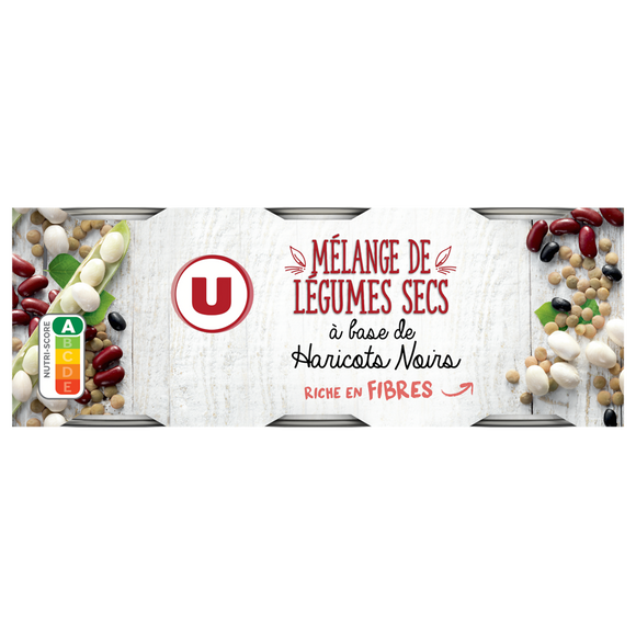 U Mélange de légumes haricots noirs - 3 boîtes de 125g