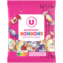 U Assortiment bonbons saveurs fruits et caramels, sachet 340g