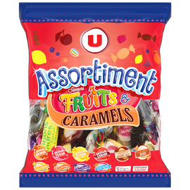 U Assortiment bonbons saveurs fruits et caramels  340g