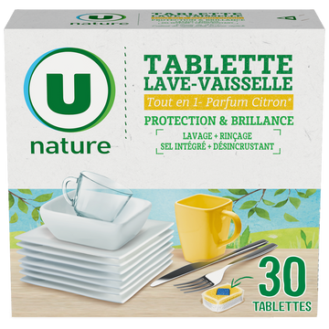 U NATURE Tablettes lave vaisselle tout en 1 citron x30