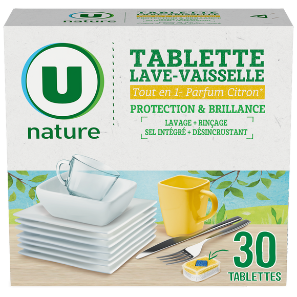 U NATURE Tablettes lave vaisselle tout en 1 citron x30