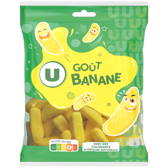 U Bonbons banane  sachet de 250g