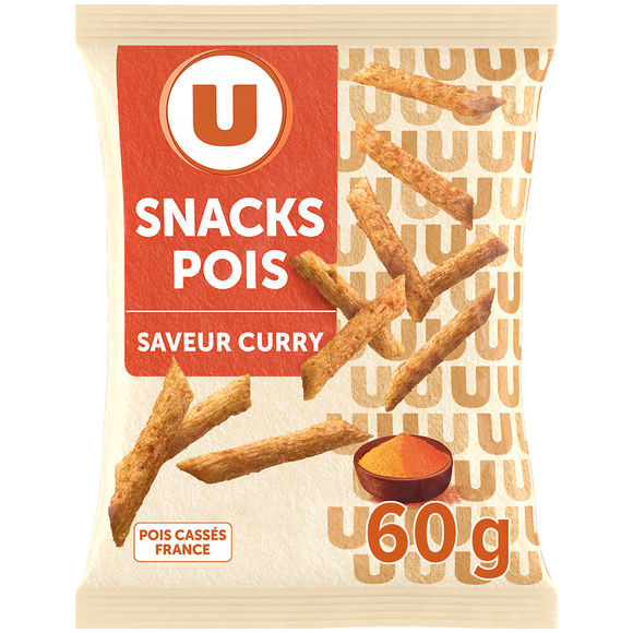 U Biscuits apéritifs Snack pois saveur curry 60g