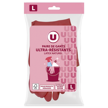 U Gant ménage ultra résistant latex  taille L