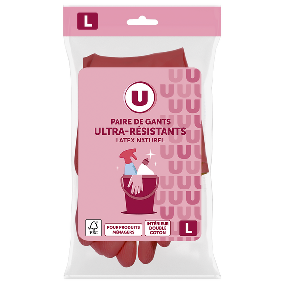 U Gant ménage ultra résistant latex  taille L