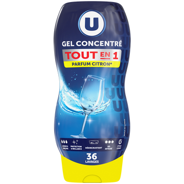 U Gel lave-vaisselle tout en 1 parfum citron flacon 720ml