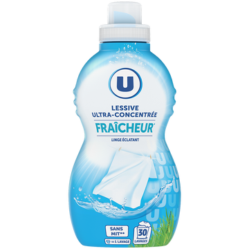 U Lessive liquide concentrée fraîcheur  30 lavages  soit 0,960L