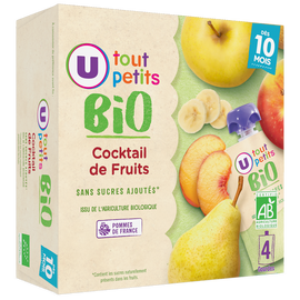 U TOUT PETITS BIO Gourdes Bébé Cocktail de fruits dès 10 mois, 4x90g