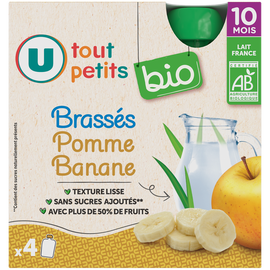 U TOUT PETITS BIO Gourdes Bébé Pomme Banane Yaourt dès 10 mois, 4x85g