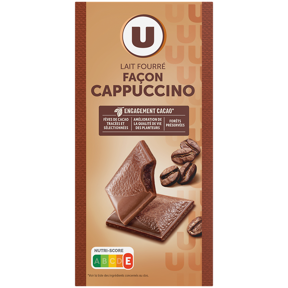 U Chocolat au lait fourré cappuccino  Tablette de 120g