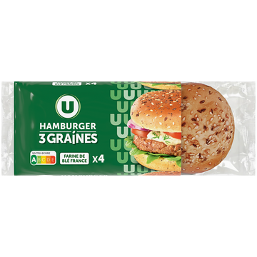 U Pain burger 3 graines x4, 300g