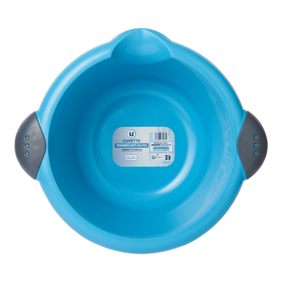 U Cuvette ronde colori assorti:bleu et gris-avec bec
