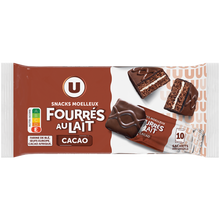 U Gâteau Moelleux cacao fourrés au lait 390g