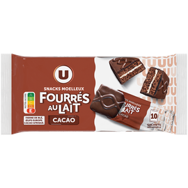 U Gâteau Moelleux cacao fourrés au lait 390g