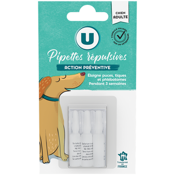 U Pipettes répulsives pour chien  x3