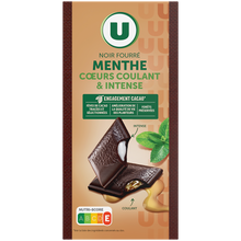 U Chocolat noir fourré bi texture menthe Tablette de 130g