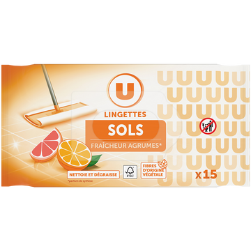 U Lingettes pour les sols fraîcheur agrumes x15
