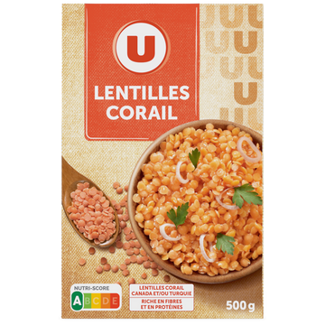 U Lentilles corail, étui 500g