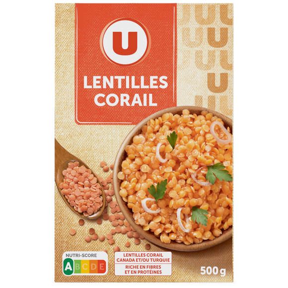 U Lentilles corail, étui 500g