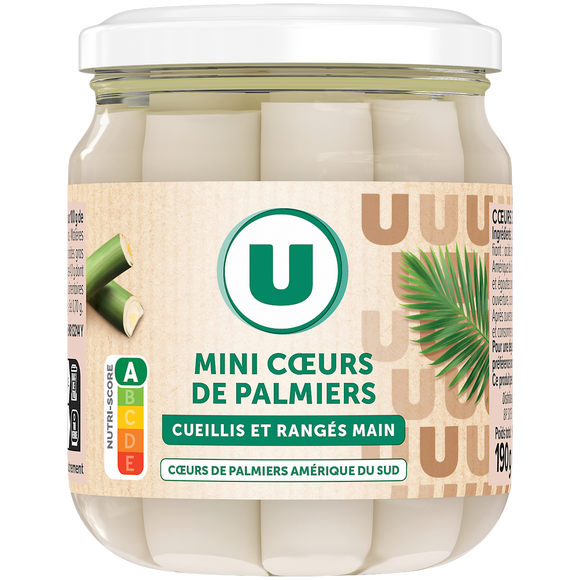 U Mini coeurs de palmier - Bocal de 110g net égoutté